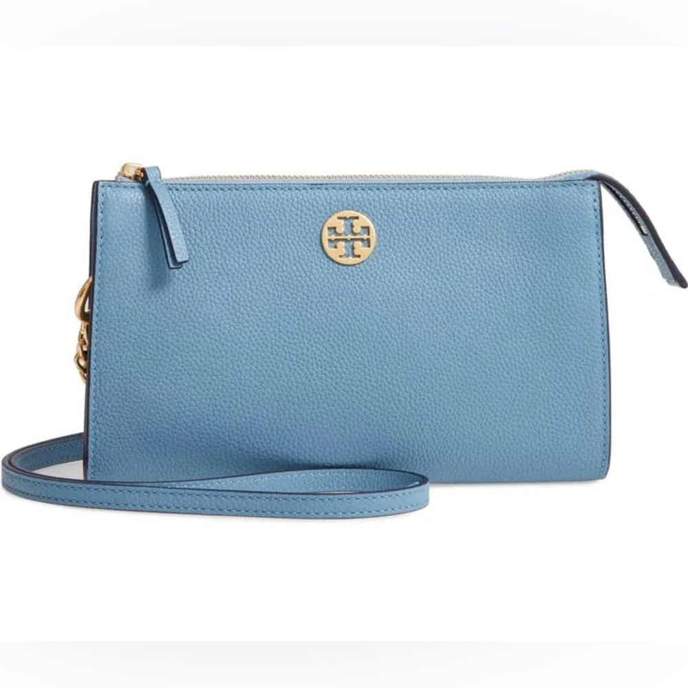 Tory Burch Everly Mini Top-Zip Cross-Body in Blue Yonder
